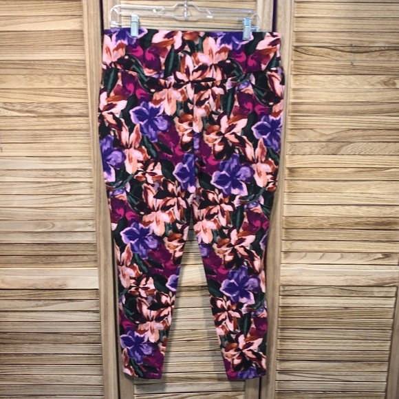 Terra & Sky Work Out Yoga Leggings Size 14 Pink Purple Brown Cream - Picture 4 of 7